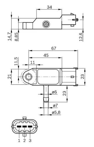 BOSCH BOSCH 0 281 002 593 Bosch Boost Pressure Sensor Fits Dacia Nissan Opel Renault Suzuki Clio Duster 