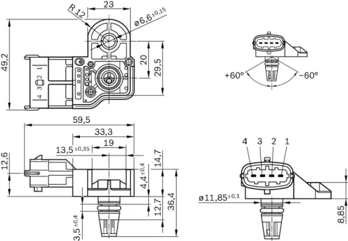 BOSCH BOSCH 0 281 006 051 Bosch Boost Pressure Sensor Fits Chevrolet Holden Opel Saab Vauxhall 9-5 Antara 
