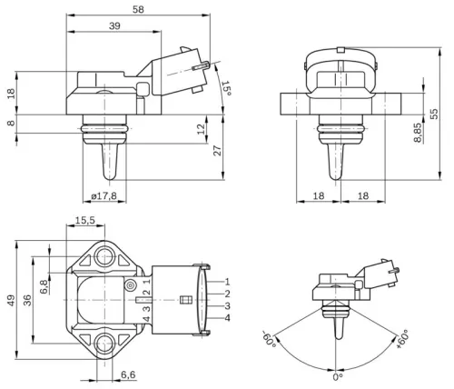BOSCH BOSCH 0 281 002 316 Bosch Boost Pressure Sensor Fits Daf Ford Ford Usa Iveco New Holland Renault 
