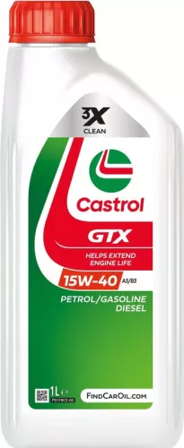 Castrol GTX 15W-40 A3/B3 Car Engine Oil 3X Clean Semi Synthetic 1 Litre 1 L