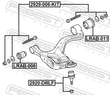 FEBEST FEBEST 2929-006-KIT Febest Control Arm Bolt Kit Fits Land Rover Discovery Range Sport 