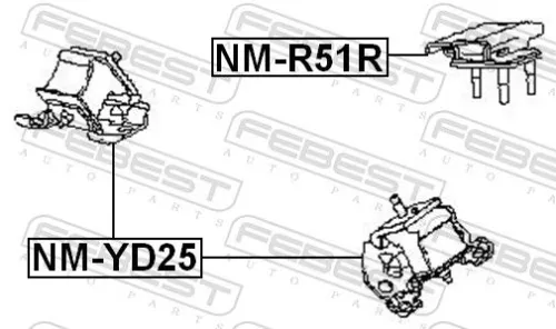 FEBEST FEBEST NM-YD25 Febest Front Engine Mount Fits Nissan Navara Np300 Pathfinder Terra Support Rod 