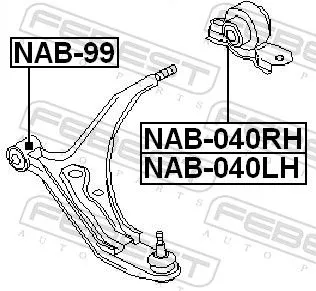 FEBEST FEBEST NAB-040RH Febest Lower Front Right Suspension Arm Bush Fits Nissan Bluebird Primera 