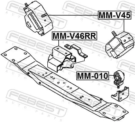 FEBEST FEBEST MM-V46RR Febest Centre Rear Engine Mount Fits Mitsubishi Pajero Support Rod 