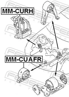 FEBEST FEBEST MM-CURH Febest Front Right Engine Mount Fits Mitsubishi Outlander Support Rod 