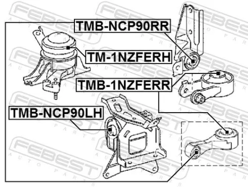 FEBEST FEBEST TMB-1NZFERR Febest Lower Rear Engine Mount Fits Toyota Ractis Urban Cruiser Vios Yaris Yaris 