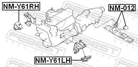 FEBEST FEBEST NM-Y61LH Febest Front Left Engine Mount Fits Nissan Patrol Gr Support Rod 