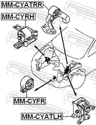 FEBEST FEBEST MM-CYATRR Febest Rear Left Engine Mount Fits Mitsubishi Asx Lancer Outlander Support Rod 