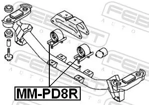 FEBEST FEBEST MM-PD8R Febest Rear Engine Mount Fits Mitsubishi Delica Space Gear L400 Support Rod 