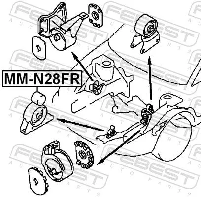 FEBEST FEBEST MM-N28FR Febest Front Engine Mount Fits Mitsubishi Space Runner Space Wagon Support Rod 