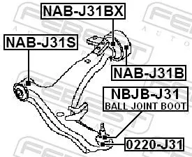 FEBEST FEBEST NAB-J31BX Febest Lower Front Rear Suspension Arm Bush Fits Nissan Murano Presage Quest  