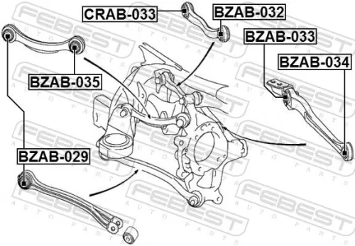 FEBEST FEBEST BZAB-035 Febest Front Rear Outer Upper Suspension Arm Bush Fits Mercedes Cls E-Class Sl 