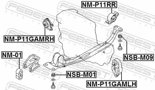 FEBEST FEBEST NM-P11GAMRH Febest Front Right Engine Mount Fits Nissan Primera Support Rod 