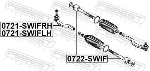FEBEST FEBEST 0721-SWIFLH Febest Front Left Outer Tie Rod End Fits Suzuki Dzire Swift Wagon R Track Rod 
