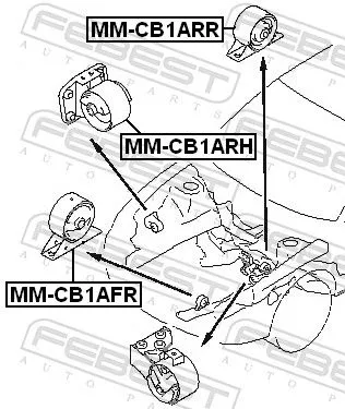 FEBEST FEBEST MM-CB1ARH Febest Front Right Engine Mount Fits Mitsubishi Colt Lancer Mirage Support Rod 