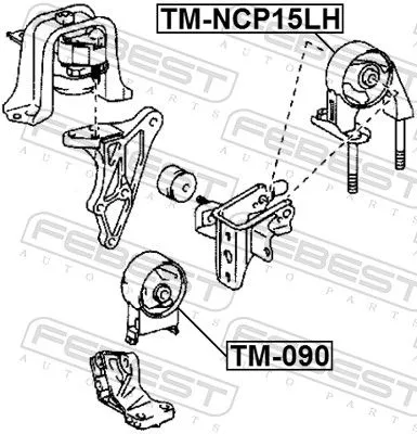 FEBEST FEBEST TM-NCP15LH Febest Rear Left Engine Mount Fits Toyota Bb Ist Platz Porte Probox Succeed Raum 