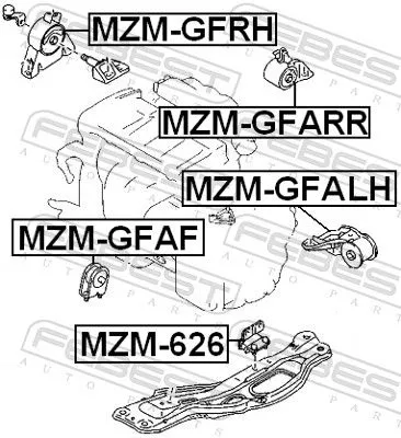 FEBEST FEBEST MZM-626 Febest Lower Rear Engine Mount Fits Mazda 626 Mx-6 Xedos 6 Support Rod 