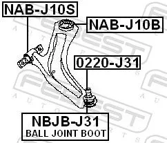FEBEST FEBEST NAB-J10S Febest Front Lower Suspension Arm Bush Fits Nissan Renault Kicks Koleos Lafesta  