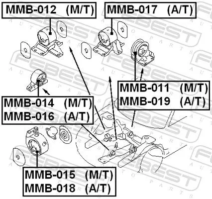 FEBEST FEBEST MMB-018 Febest Front Left Engine Mount Fits Mitsubishi Galant Support Rod 