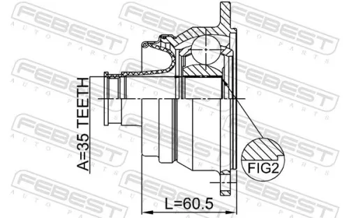FEBEST FEBEST 0711-JB424RSHA Febest Rear Propshaft At Differential Joint Coupling Fits Suzuki Apv Carry 