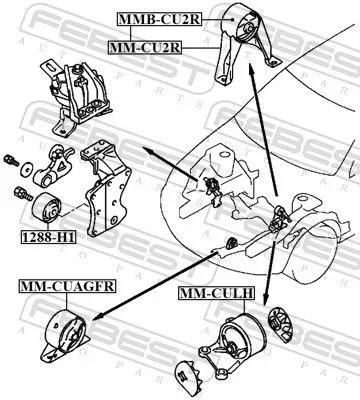 FEBEST FEBEST MM-CULH Febest Front Left Engine Mount Fits Mitsubishi Dion Outlander Support Rod 