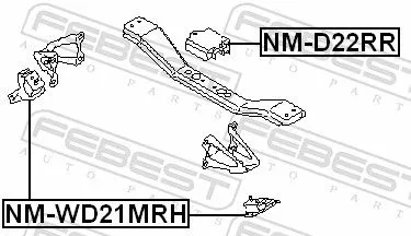 FEBEST FEBEST NM-D22RR Febest Rear Engine Mount Fits Nissan D22 D22 Np300 Navara Np300 Pickup Paladin 
