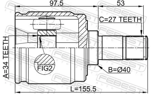 FEBEST FEBEST 0311-CL20LH Febest Front Left Inner Cv Joint Kit Fits Acura Honda Accord Cr-V Tsx Driveshaft 