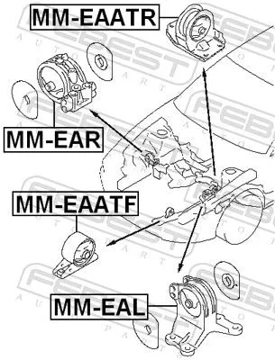 FEBEST FEBEST MM-EAATR Febest Rear Engine Mount Fits Mitsubishi Galant Support Rod 