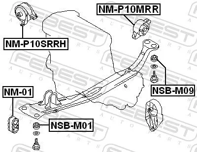 FEBEST FEBEST NM-P10MRR Febest Rear Engine Mount Fits Nissan Primera Support Rod 