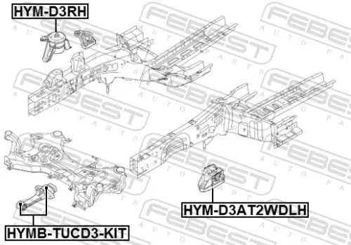 FEBEST FEBEST HYM-D3AT2WDLH Febest Left Engine Mount Fits Hyundai Ix35 Tucson Support Rod 