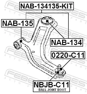 FEBEST FEBEST NAB-134135-KIT Febest Front Lower Rear Suspension Arm Bush Fits Nissan Renault Ad Bluebird  