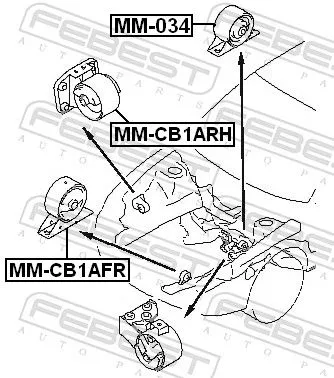 FEBEST FEBEST MM-034 Febest Rear Engine Mount Fits Mitsubishi Colt Fto Lancer Mirage Support Rod 