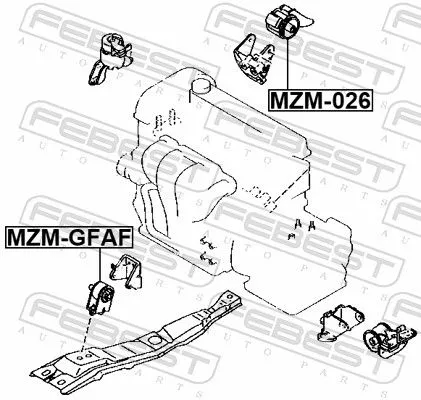 FEBEST FEBEST MZM-026 Febest Rear Engine Mount Fits Mazda Mpv Support Rod 