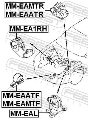 FEBEST FEBEST MM-EA1RH Febest Front Right Engine Mount Fits Mitsubishi Galant Support Rod 