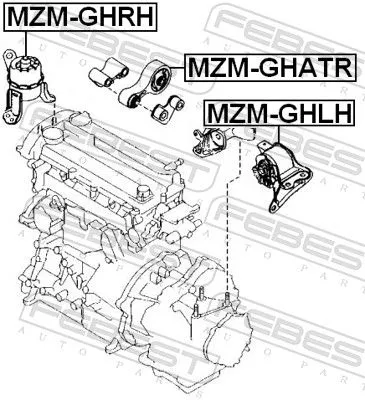 FEBEST FEBEST MZM-GHLH Febest Front Left Engine Mount Fits Mazda 6 Support Rod 