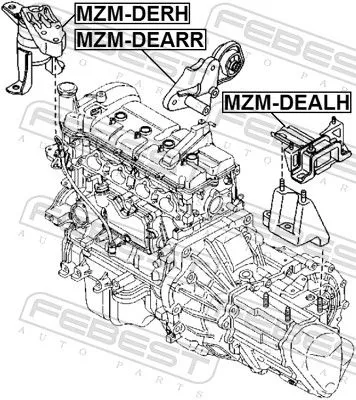 FEBEST FEBEST MZM-DERH Febest Front Right Engine Mount Fits Mazda 2 Support Rod 