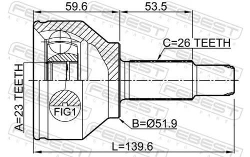 FEBEST FEBEST 1910-R60 Febest Front Outer Cv Joint Kit Fits Mini Countryman Paceman Driveshaft Axle Kit 