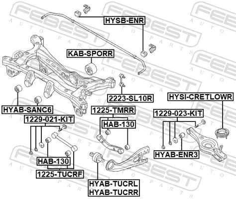 FEBEST FEBEST 1225-TMRR Febest Behind The Axle Wishbone / Suspension Arm Fits Hyundai Kia Grand Santa 