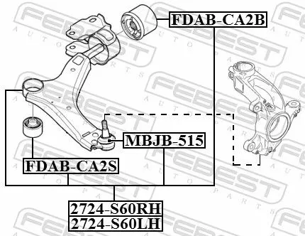 FEBEST FEBEST 2724-S60RH Febest 2724-S60RH Front Right Wishbone Suspension Arm Fits Volvo 