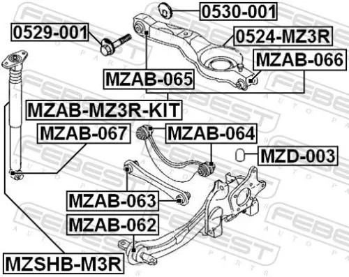 FEBEST FEBEST 0524-MZ3R Febest Rear Wishbone / Suspension Arm Fits Ford Mazda Volvo 3 5 C-Max C30 Focus 