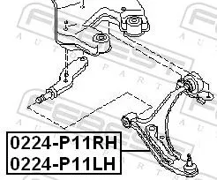 FEBEST FEBEST 0224-P11RH Febest Front Right Wishbone / Suspension Arm Fits Infiniti Nissan Bluebird G 