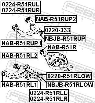 FEBEST FEBEST 0224-R51RUL Febest 0224-R51RUL Rear Left Upper Wishbone Suspension Arm M 