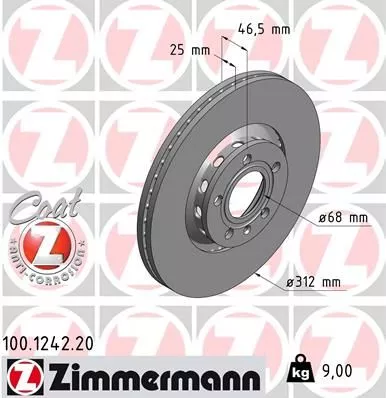 Zimmermann Brake Disc Front Fits PASSAT 10.00-05.05