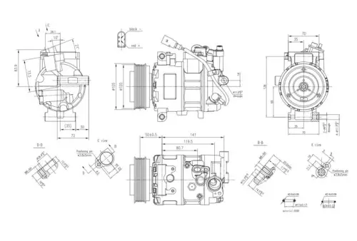 HELLA HELLA 8FK366201-091 Hella 8FK366201-091 Air Con Compressor Fits VW California Multivan Transporter 